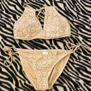 Xhilaration Cream Floral Bikini Set